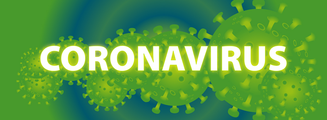 Piktogram mit Schriftzug Coronavirus