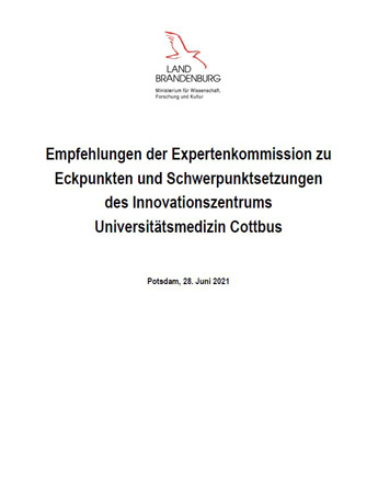 Bild vergrößern (Bild: Empfehlungen der Expertenkommission zu Eckpunkten und Schwerpunktsetzungen des Innovationszentrums Universitätsmedizin Cottbus)
