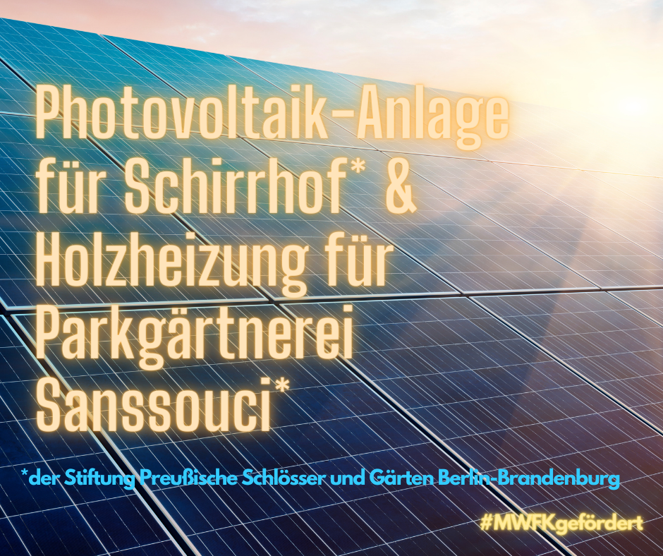 Grafik mit Foto einer Solaranlage und Schriftzug zur Förderung