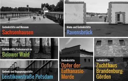 Abgebildet ist eine Fotografie mit den Gedenkstätten im Land Brandenburg