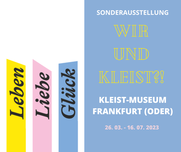 Grafik zeigt auf blauem Hintergrund den Schriftzug der Ausstellung