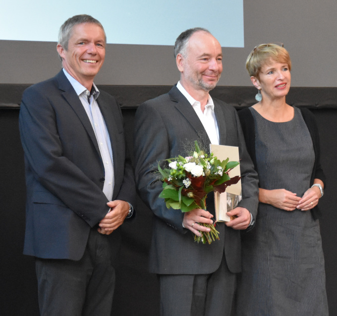 Jörg Maywald und Ministerin Martina Münch sowie Thomas Drachenberg